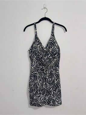Lands' End Black and White Swim dress
